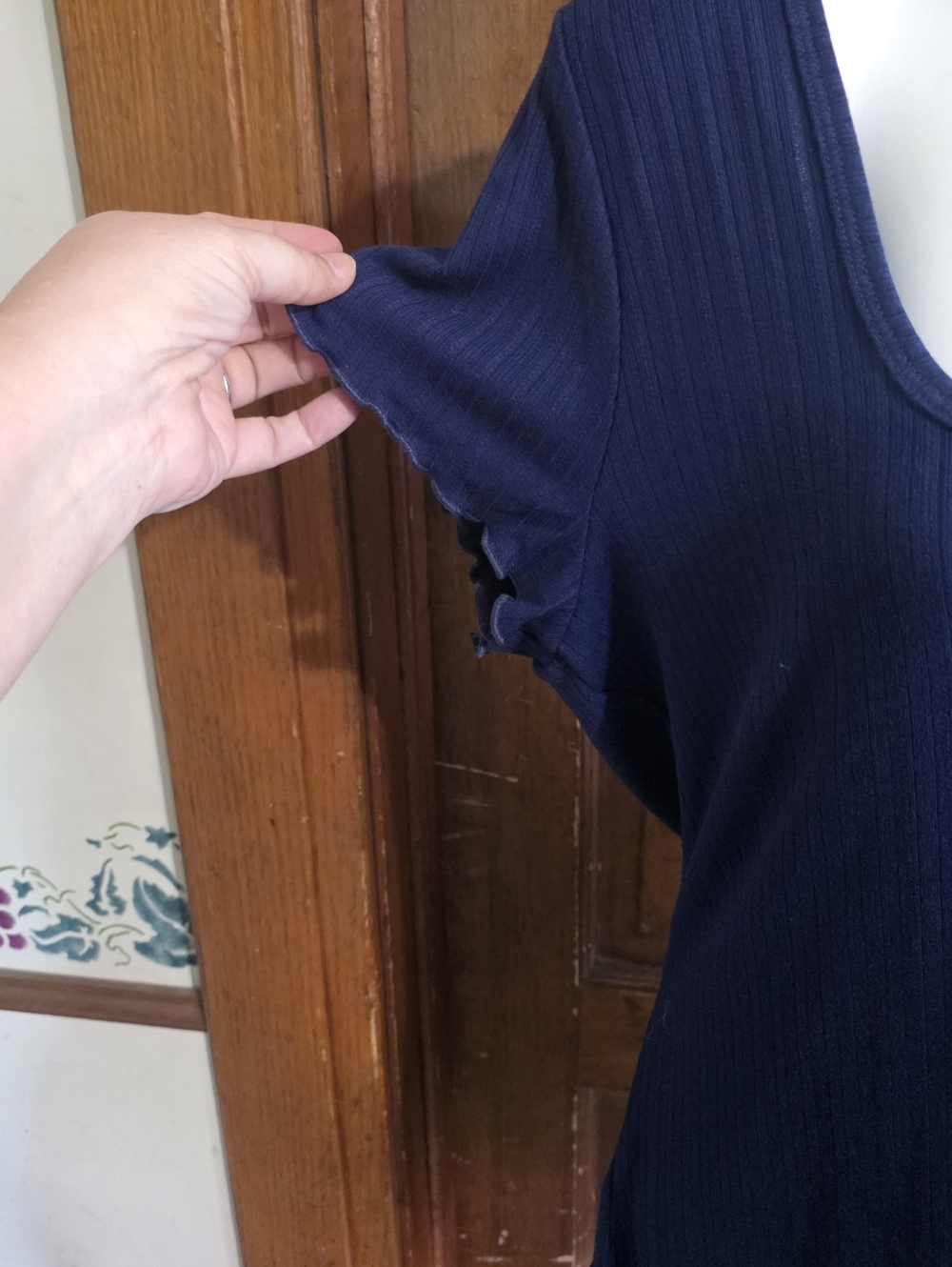 Torrid Square Neck Lettuce Trim Top Medieval Blue Size 2X - Picture 9 of 15